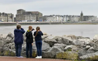 Bird spotting on Morecambe jetty Photo Credit Ernest Cook Trust