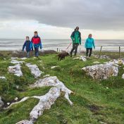 Family walkers with dog at Humphrey Head Wildey Media