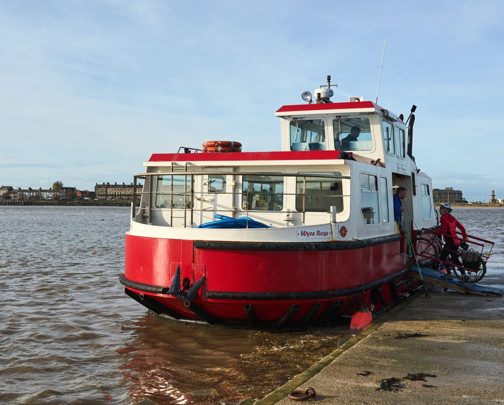 Cyclist Boarding The Ferry At Knott End Wildey Media Scaled